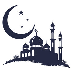 silhouette Ramadan image on white background