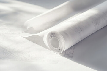 Rolled Architectural Blueprints: Construction and Design Plans