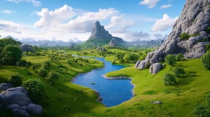 Naklejka premium Serene Mountain Landscape