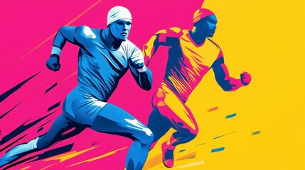 Obraz premium Dynamic Athletic Sprinting Action