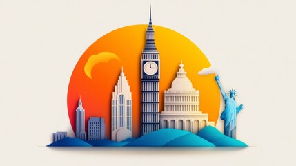 Obraz premium Cityscape Landmark Silhouette