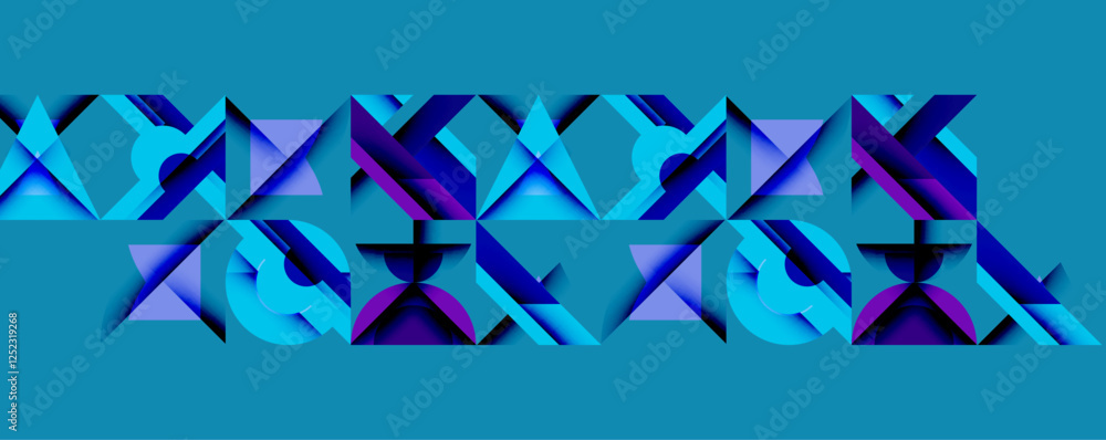 Poster Minimal geometric abstract background. Circle square and triangle design
