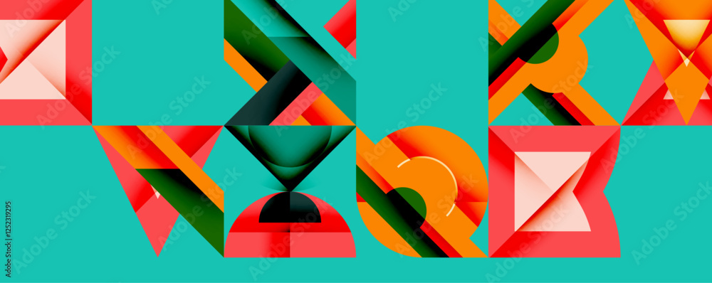 Poster minimal geometric abstract background. circle square and triangle design