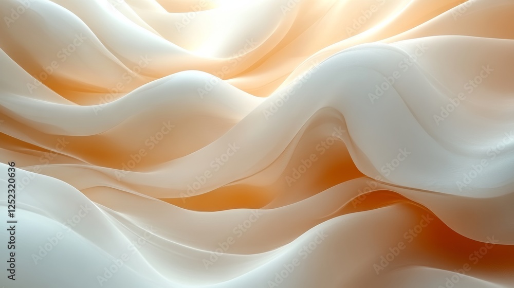 Aufkleber abstract waves of soft fabric textures flowing in peach and ivory hues, elegant background concept