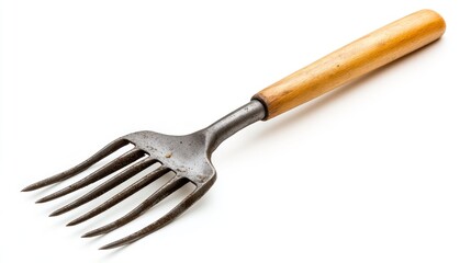 Fototapeta premium Vintage garden hand rake tool isolated