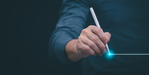 Businessmen or traders showing different management concepts from others, planning and strategy,...