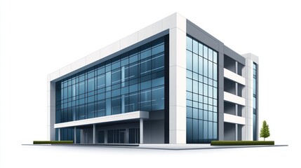 Modern office building illustration isolated on white background