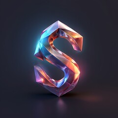 Shiny Polygonal Letter S with Iridescent Finish