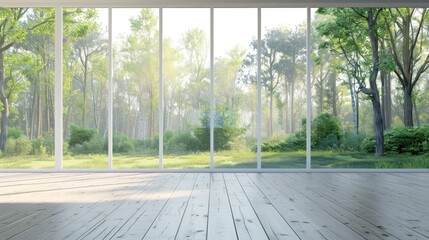 Serene Forest View from a Minimalist Room