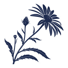 silhouette sunflower image on white background