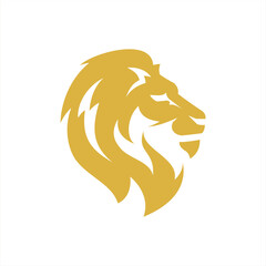 Fototapeta premium Gold plate lion head simple illustration logo design 