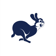 Rabbit running jumping happy illustration logo design 