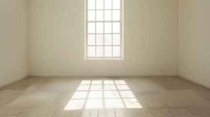 Fototapeta premium Sunlight Streaming Through Window in Empty Room