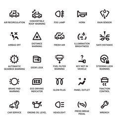 Car Dashboard Category Outline Pictogram Icons Set
