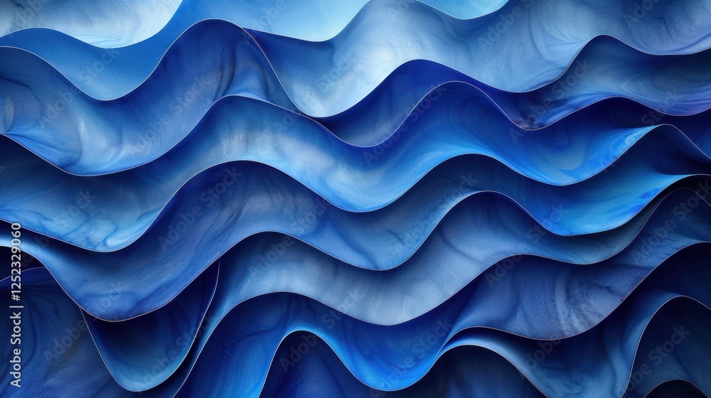 Aufkleber abstract blue wave pattern with flowing textured layers in varying shades