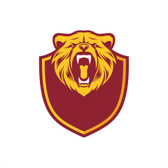 Roaring bear with blank shield export illustrator logo design