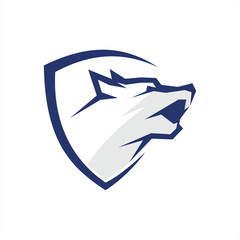 Roaring wolf in shield illustrator logo design 