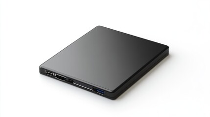 Portable external drive on white background