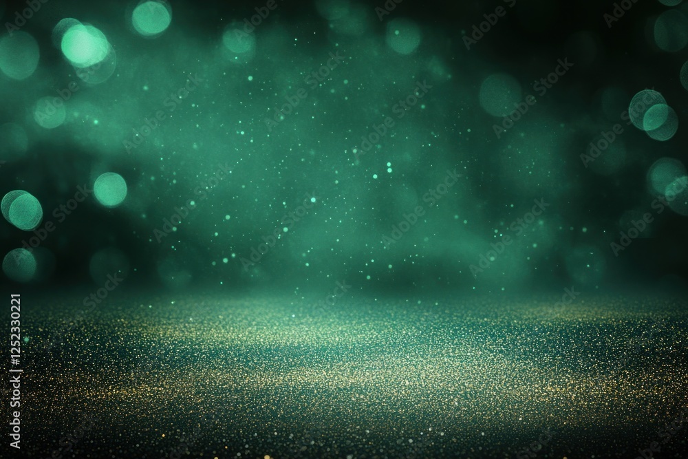 Aufkleber abstract background with shimmering green and gold particles creating a dreamy atmosphere