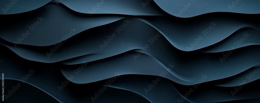 Aufkleber abstract dark wave pattern in blue tones, modern minimalistic design concept
