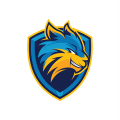 The cynical wolf in the protective shield illustrator logo design