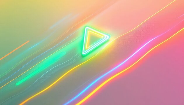 Vibrant neon triangle with colorful light trails