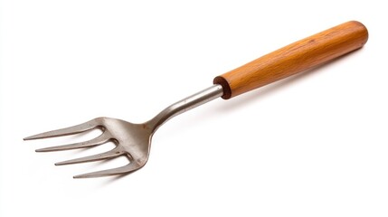 Vintage metal garden fork isolated on white background