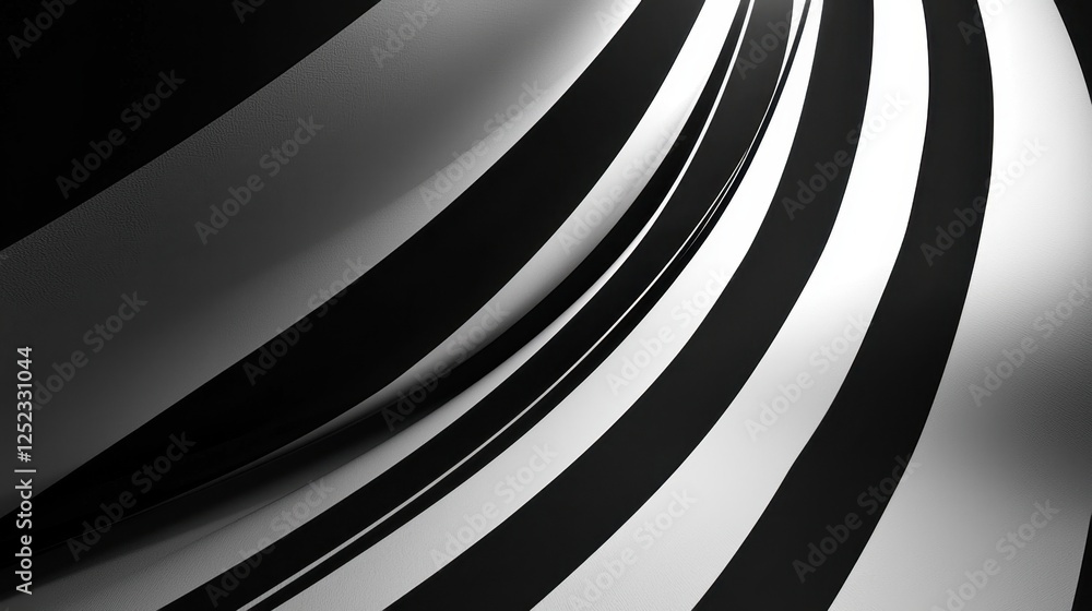 Aufkleber abstract black and white curved lines creating dynamic optical illusion