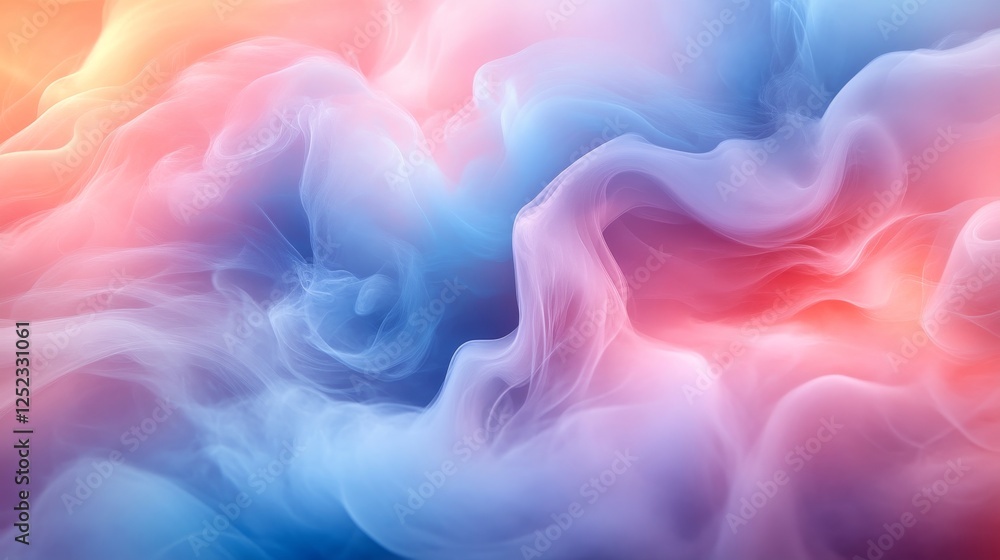 Poster abstract swirling pastel colors with cloud-like texture in soft light, calm and dreamy concept