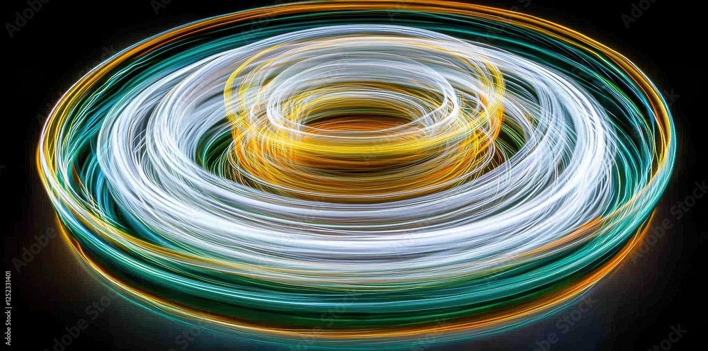 Poster colorful light swirls in circular motion with dynamic vibrant patterns