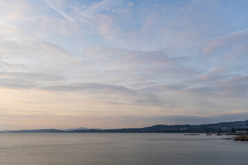 Serene Ocean View of Vancouver Island With Distant Landscape and Calm Atmosphere