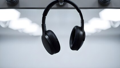 world hearing day a pair of empty headphones hanging on a hook, representing the silence and isolation that can result from hearing loss