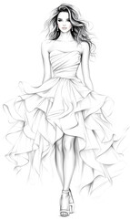 Fototapeta premium Illustration of Stylish fashion models. Pretty young girls. Fashion girls Sketch