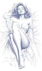 Fototapeta premium Illustration of Stylish fashion models. Pretty young girls. Fashion girls Sketch