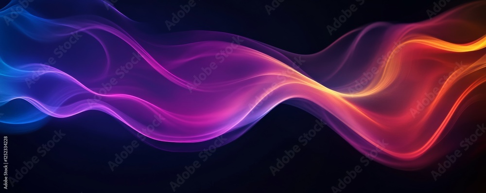 Poster colorful abstract wave pattern on dark background, fluid motion concept
