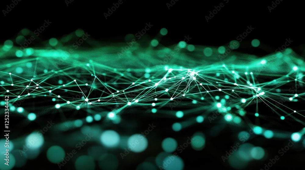 Poster abstract digital network with glowing connections and dots
