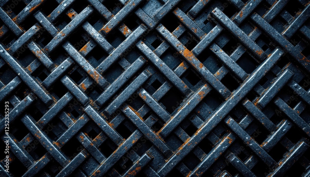 Aufkleber intricate metal lattice with rust details in abstract geometric pattern