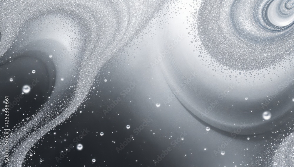 Poster abstract swirling patterns in black and white with bubbles