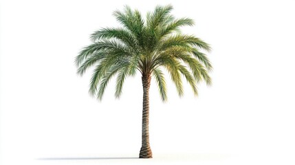 Obraz premium Single palm tree, isolated, white background, tropical design