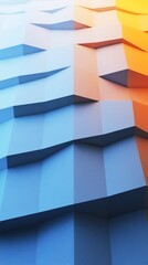 Abstract Blue Orange Geometric Pattern Warm Light. AI Generated