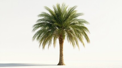 Obraz premium Date palm tree, isolated, white background, sunny