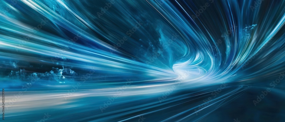 Poster abstract blue light trails creating a dynamic motion effect