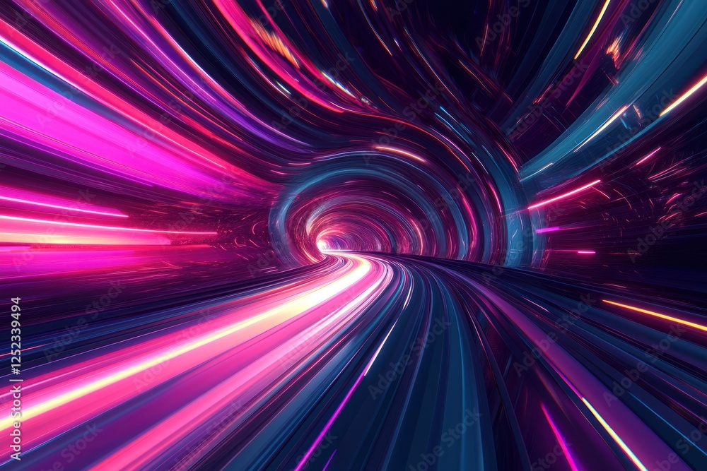 Aufkleber abstract tunnel with vibrant light trails creating a sense of speed and motion