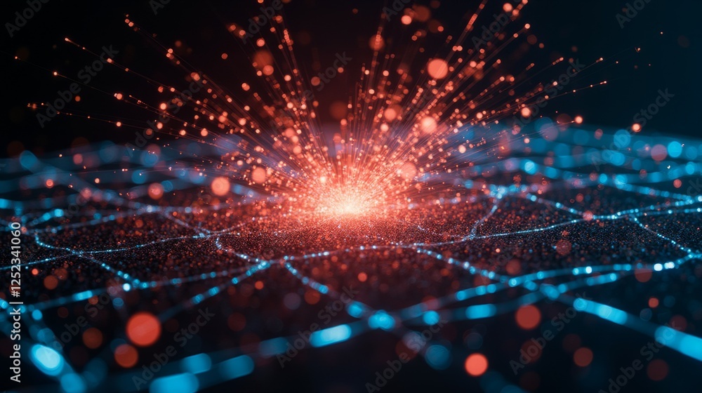 Poster dynamic abstract visualization of a digital explosion of energy