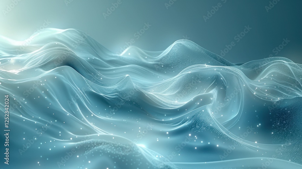 Poster ethereal waves of translucent fabric with sparkling particles