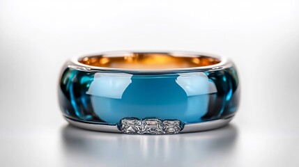 Stunning turquoise ring gleams brightly soft light elegant design. AI Generated