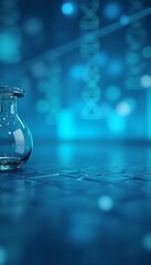 medical blue science banner abstract background nature many-coloured bokeh science chemistry technology medicine element exploration banner atom blue mobile phone molecular formula chemical nano