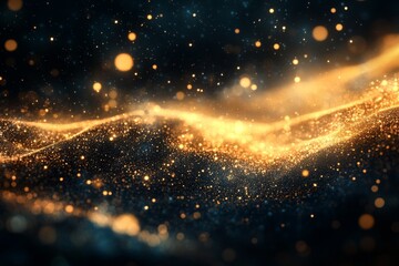 Obraz premium Golden particles floating in space with a glowing effect
