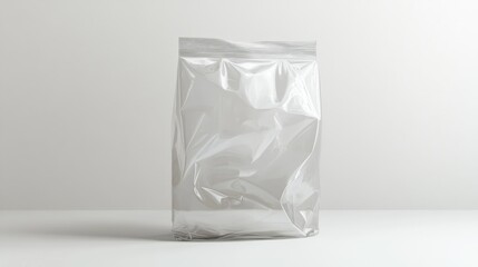 Empty clear plastic pouch on white. Packaging mockup