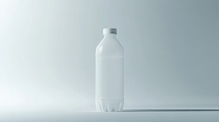 White plastic bottle on white background, studio shot, product mockup